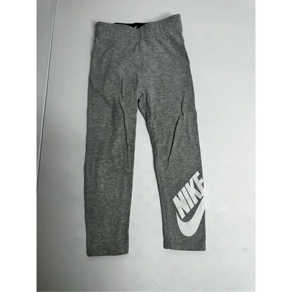 Nike Sportswear Girls Size 4T Dark Grey Heather Leg Leggings 96% Cotton Logo